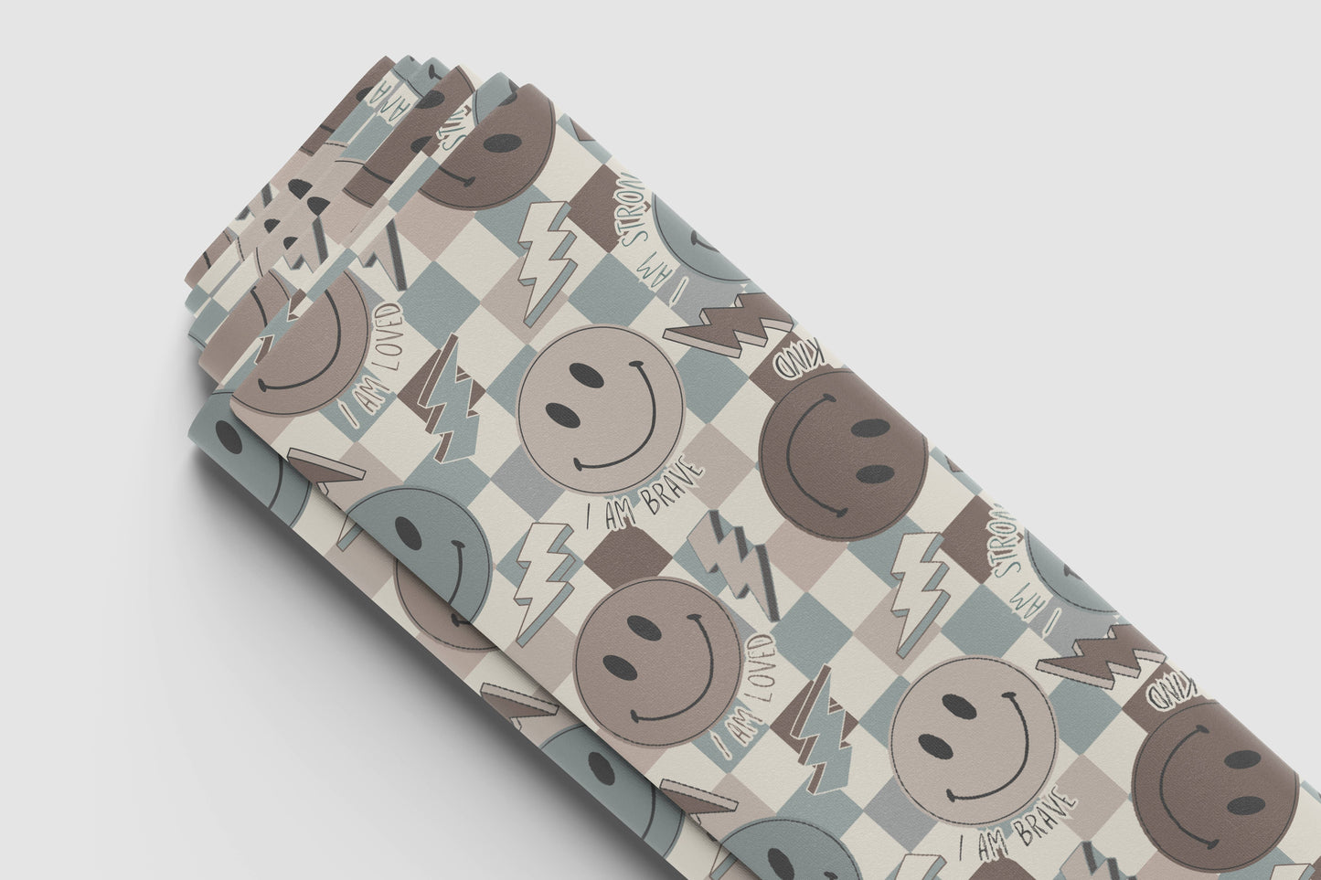 Blue Smiley Affirmation Fabric