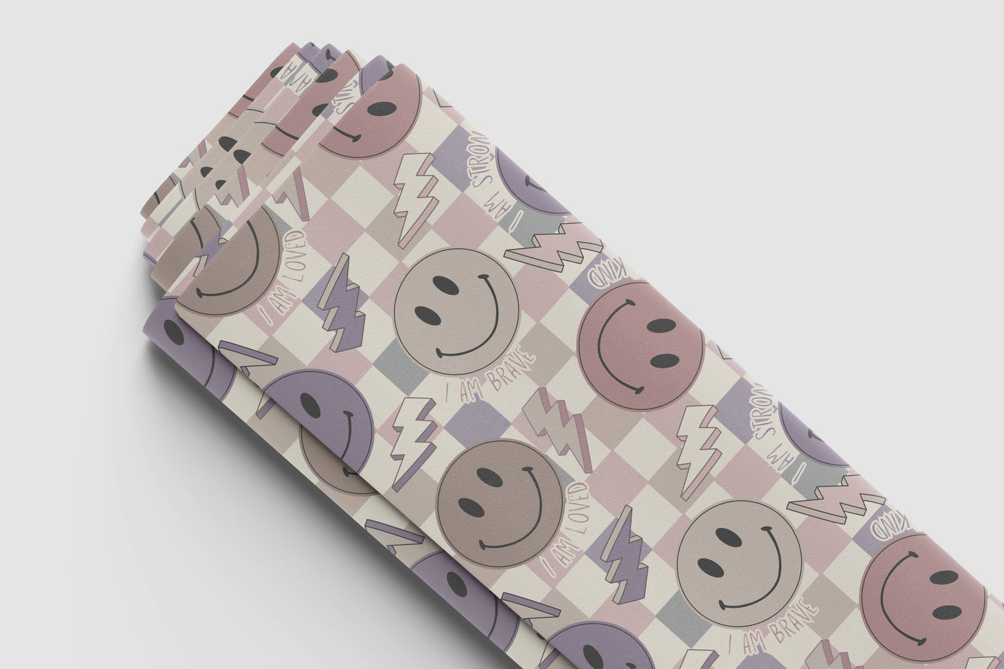 Purple Smiley Affirmation Fabric