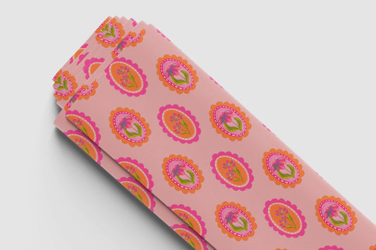 Pink Floral Frames Fabric